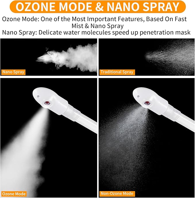 Nano Ionic Facial Steamer, Portable Face Steamer with LCD Screen, Extendable 360° Rotating Arm, Rotatable Nozzle, Hot Mist Function for Personal Care at Home or Salon