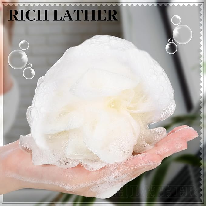 6 Pcs Travel Size Loofah Individually Wrapped, Small Shower Puff Bath Sponge Pouf Ball Bulk Mesh Bath Puff Mini Loofah Sponge with Case Bulk for Shower Care (25g,Pastel)