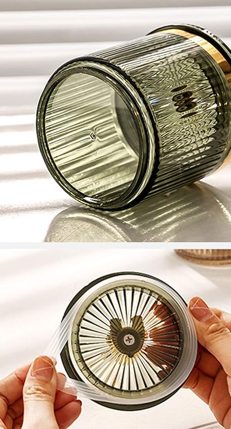 Plastic Cotton Swab Ball Box Pad Holder Floss Organizer Box Clear Container Dispenser-Amber