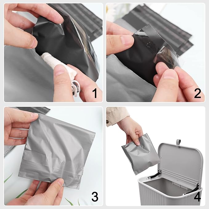 Tuciyke Sanitary Napkin Disposal Bags Pack of 200,Sanitary Disposal Bags Gray Opaque Bags 5x8 inches Feminine Personal Disposal Bags For Tampons,Sanitary Pads,Sanitary Liners(with 2pcs Storage Bag)