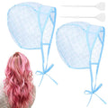 2Pcs Frosting Caps for Highlighting Hair, Blue Highlighting Cap with Plastic Crochet Hook, Highlights Hair Dye Caps Kit for DIY Hairs Coloring, Frosting & Highlights, Salon and Home Use