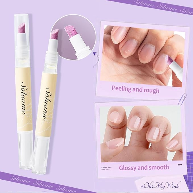 45° Ceramic Cuticle Oil Pusher Pen Dual-action Cuticle Oil Pen Gently Exfoliates and Nourishes Nails Suitable for Hangnails, Dryness, Cracks Nails Moisturises, Strengthens and Adds Shine,2ml*2