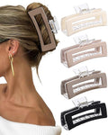 Molans 5Inch Large Hair Claw Clips 4 PCS for Women - Acrylic Hair Accessories for Thick Hair and Long Hair, Big Strong Durable Hair Applique, Oversized Non-slip Rectangle Butterfly Jaw Hair Clips