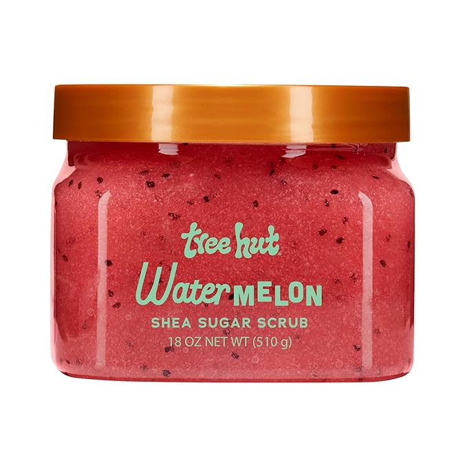 Tree Hut Watermelon Shea Sugar Scrub, Exfoliating, Hydrating & Moisturizing Body Scrub with Shea Butter & Nourishing Essential Oils, Smooth & Soften Skin, 18 oz