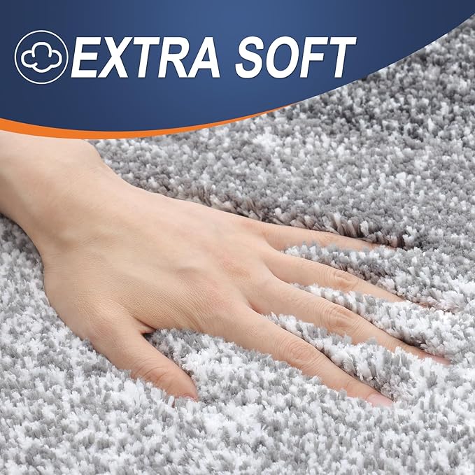 OLANLY Bathroom Rug Set 2 Piece, Soft Absorbent Microfiber Bath Rug Set, Non-Slip, Machine Wash Dry, Plush Shaggy Bath Mats for Bathroom (47"x20"+24"x16", Grey)