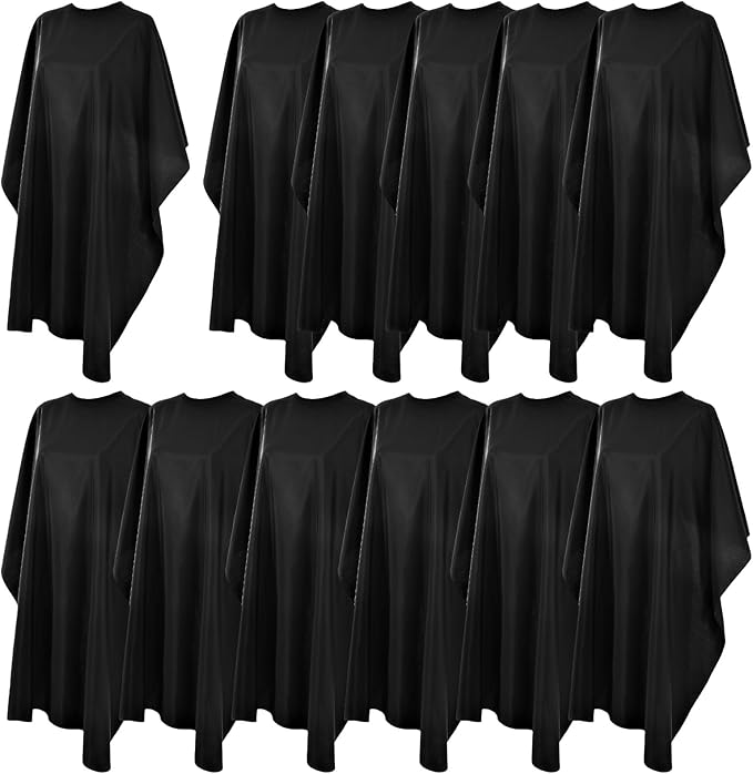 12 pcs Hair Salon Capes Waterproof Haircut Unisex Black Cape Barber Hair Cutting Cape with Snap Closure Hair,Coloring and Styling