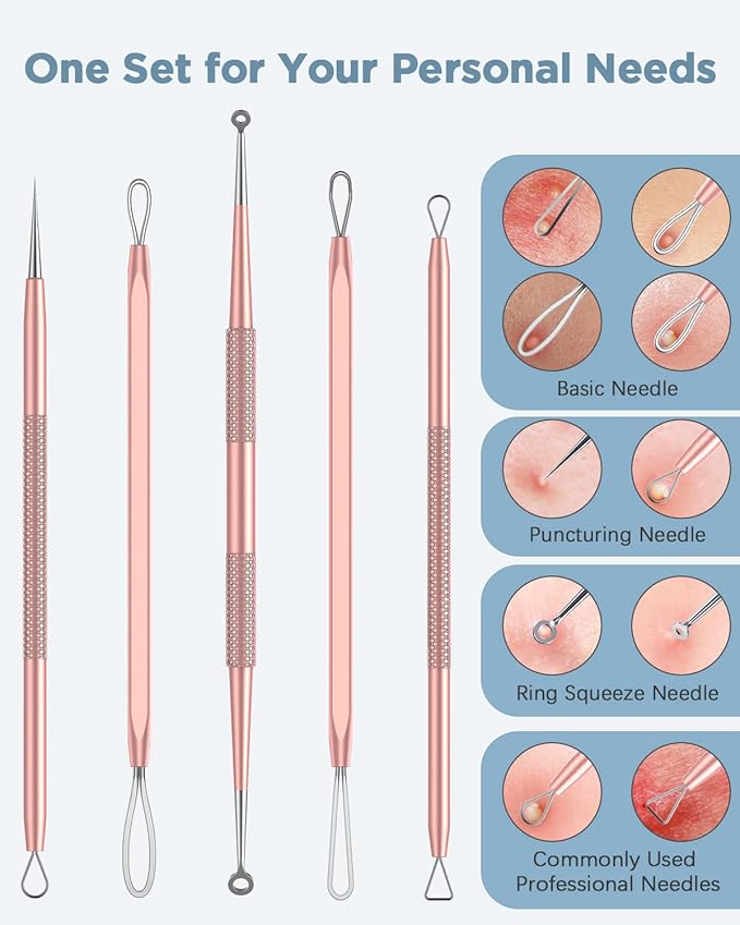 TAYTHI Blackhead Remover Tool, Pimple Popper Tool Kit, Blackhead Extractor Tool for Face, Extractor Tool for Comedone Zit Acne Whitehead Blemish, Stainless Steel Extraction Tools