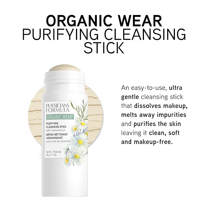 Makeup Remover By Physicians Formula Organic Wear Natural Purifying Cleansing Makeup Remover Balm Stick, Exfoliating, Dermatologist Tested, Clinicially Tested
