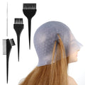 SHENLIU Punched Silicone Highlight Hair Cap with Needle Brushes Set,Reusable Highlighting Poked Hole Hooks for Salon Color Hairdressing Dyeing Staining Tools for Women Men(Blue)
