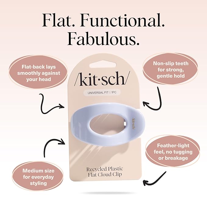 Kitsch Medium Flat Claw Clips for Women - Stylish Flat Hair Clips, Strong Hold for Thick & Fine Hair | Non-Slip for Secure, Comfortable All-Day Wear | Ideal Gifts for Women - Hydrangea Breeze
