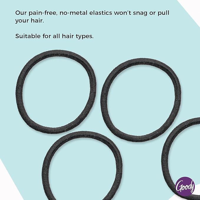 Goody Ouchless Hair Elastics – No Pull, No Breakage, Tangle-Free Hold for Thick, Curly, Coily & Textured Hair – 15 Count, Brown, Long-Lasting Ponytail Holders for Women & Men