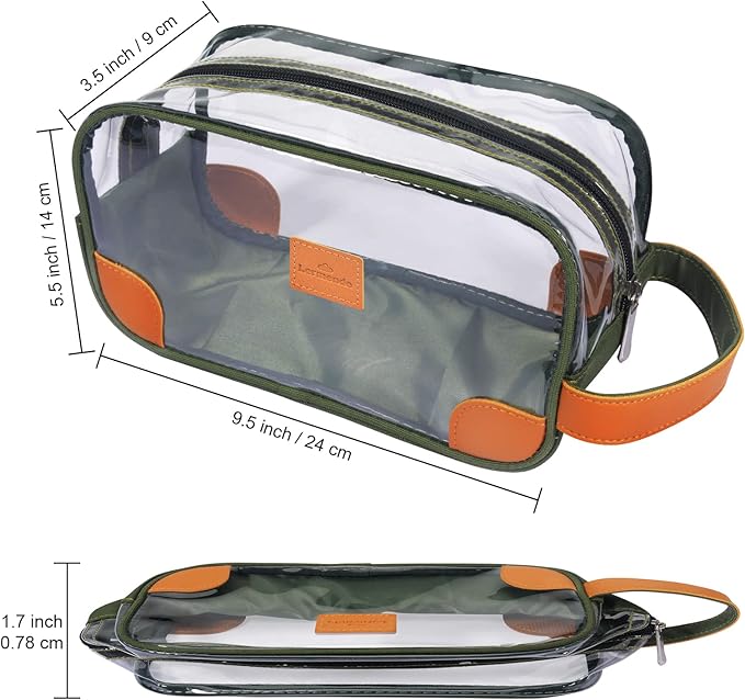 Lermende Toiletry Bag, Clear Shaving Dopp Kit for Men Travel Toiletry Bag with Hand Strap Unisex Bathroom Toiletries Organiser