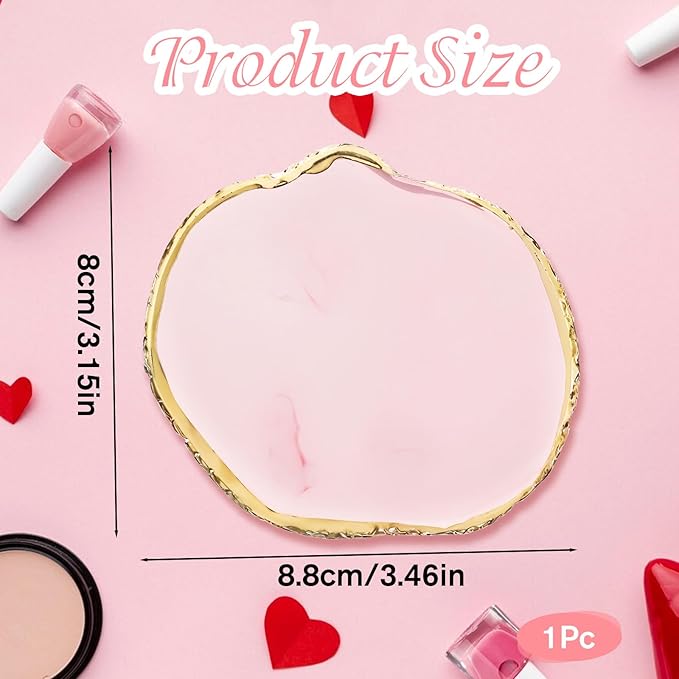 Nail Art Palette, 1 Pcs Resin Nail Plates for Nail Art Gilded Edge Nail Polish Palette Small Nail Polish Mixing Plate Makeup Display Board for DIY Nail Art Design