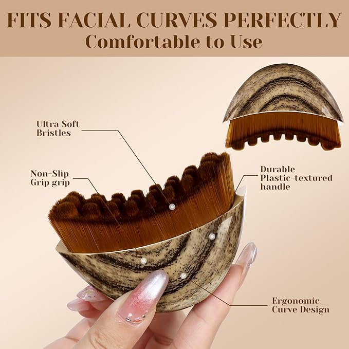 2026 New Lymphatic Contour Face Brush, Manual Lymphatic Drainage Massager, Natural Makeup Brushes with Durable Soft Bristles, Ergonomic Facial Cleansing Brush for Sculpting L
