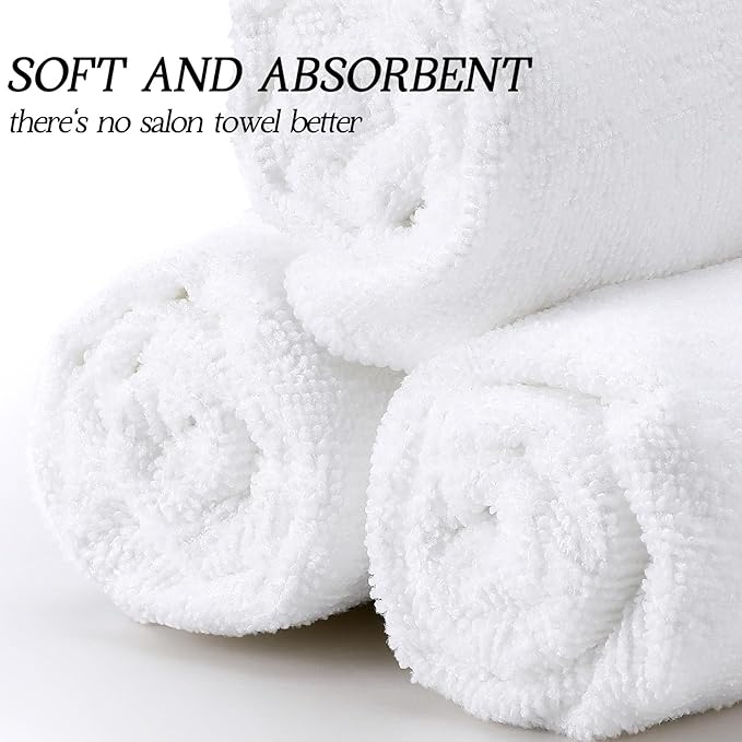 Shimeyao 26 Pcs Salon Bleach Proof Towels Highly Absorbent Hair Towels Hand Facial Cloths Bleach Resistant for Salon Barber Spa Beauty Bath Hair Stylist(White,18 x 30 Inch,Classic)