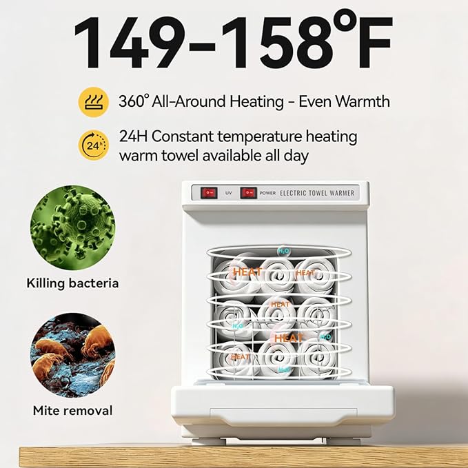 Towel Warmer 5L-White, 2-in-1 Professional Mini Small Hot Towel Warmer for Spa, Facial Towel Cabinet for Solo Estheticians, Small Salons & Home Spa (Fits 10-15 Towels)