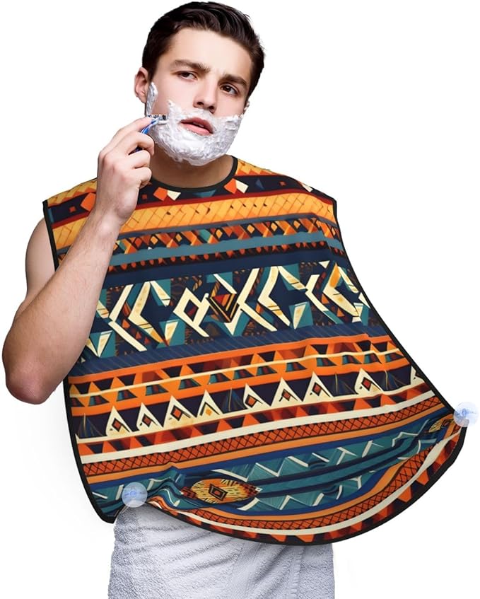 Fall Pumpkin Print Beard Bib Shaving Apron, Beard Hair Trimming Cape Gift For Dad