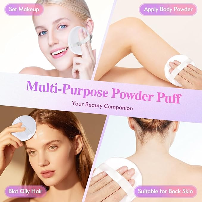 2pcs 4.13 Inch Powder Puffs Large Loose body powder puff, White Soft Velour makeup puff