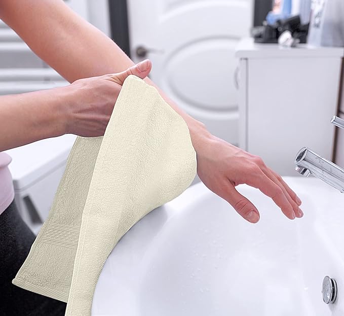 Utopia Towels 6 Pack Premium Hand Towels Set, 16 by 28 inches, 100% Ring Spun Cotton, Ultra Soft and Highly Absorbent 600GSM Towels for Bathroom, Gym, Shower, Hotel, and Spa, Ivory