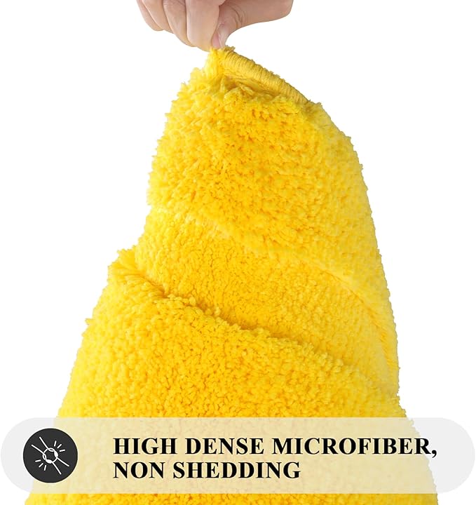 SHACOS Super Soft 2 Pieces Bathroom Runner Rugs Set Non Slip Washable 20x47+ 20x32 inch Fluffy Plush Microfiber Long Bath Runner Rugs Sets Bath Mat Bathroom Carpet, Yellow
