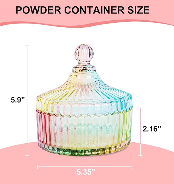 LAKIRA Extra Large Body Powder Puff and Container, 5.35" Body Container with 3.93" Powder Puff, for Baby Women's Loose Dusting Powder (Colorful)