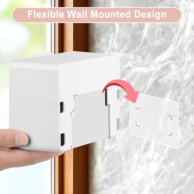 Qtip Holder, 2 Pack Wall Mount Qtip Holder Organizers for Bathroom Cotton Swabs, Balls, Cosmetic Cotton Pads, Dental Floss Storage - White