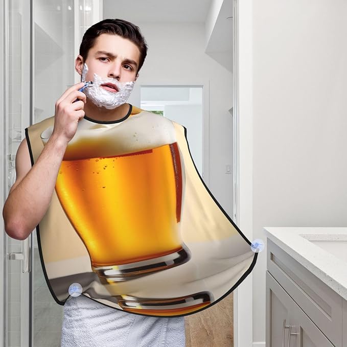Black And White Marble Texture Print Beard Bib Shaving Apron, Beard Hair Trimming Cape Gift For Dad