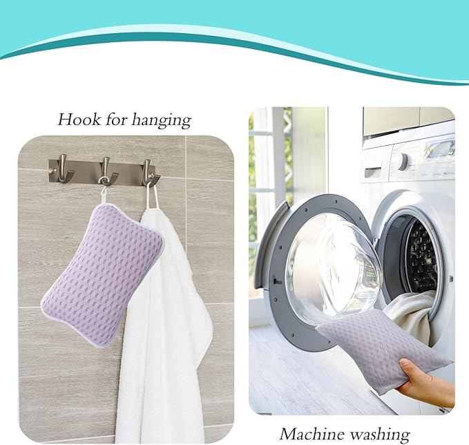 Bath Pillows for tub,Home Spa Pillows for Bathtub, Hot Tub,Head and Neck Support with 2 Strong Suction Cups,Purple