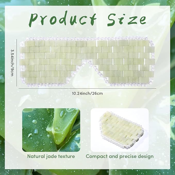 Jade Eye Mask, Facial Cooling Mask with 100% Real Jade for Hot & Cold Therapy, Reduce Wrinkles, Puffiness, Migraines, and Anti-Aging - Essential Crystal Eye Mask for Beauticians