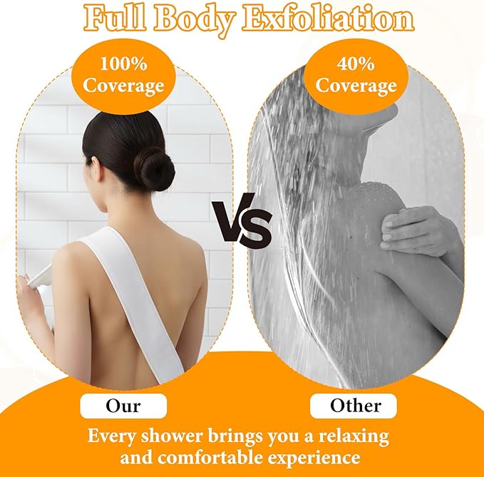 Natural Loofah Back Scrubber, Exfoliating Body Scrubber, Loofah Exfoliating Bath Strap Shower Loofah Back Sponge to Clean Body Deeply for Women and Men
