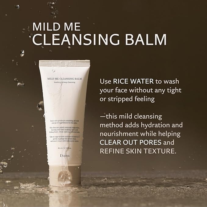 DUEM Mild Me Cleansing Balm for face – Transforming Daily Cleanser for Sensitive Skin, Balm-to-Foam Face Wash, PH Balancing, Hydrating Rice Extract, Korean Skincare, 2.70 Fl.Oz/ 80ml