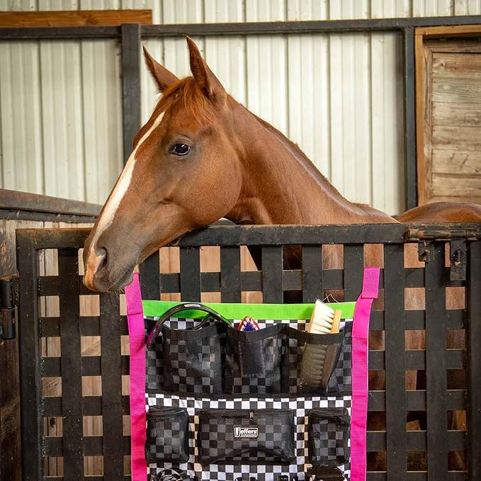 Jeffers Expression Trailer Door Caddy, Skater Cowgirl – Equestrian Tack Organizer for Horse Supplies, Grooming Tools, Water Bottle – Padded Pockets with Hanging Straps for Stalls & Barns