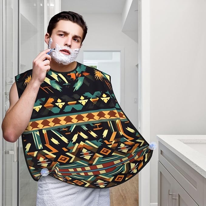 Ocean Fishes Print Beard Bib Shaving Apron, Beard Hair Trimming Cape Gift For Dad