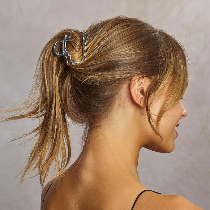 Kitsch Open Shape Metal Hair Clips for Women - Durable & Elegant Metal Claw Clips | Strong Hold for Updo and Half Up Styles | Ideal Gifts for Women - Hematite 1pc