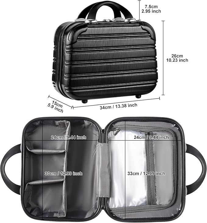 14-Inch Makeup Train Case Hardshell PC+ABS Travel Cosmetic Organizer, Makeup Storage Box for Toiletry Durable Portable Gifts for Women.