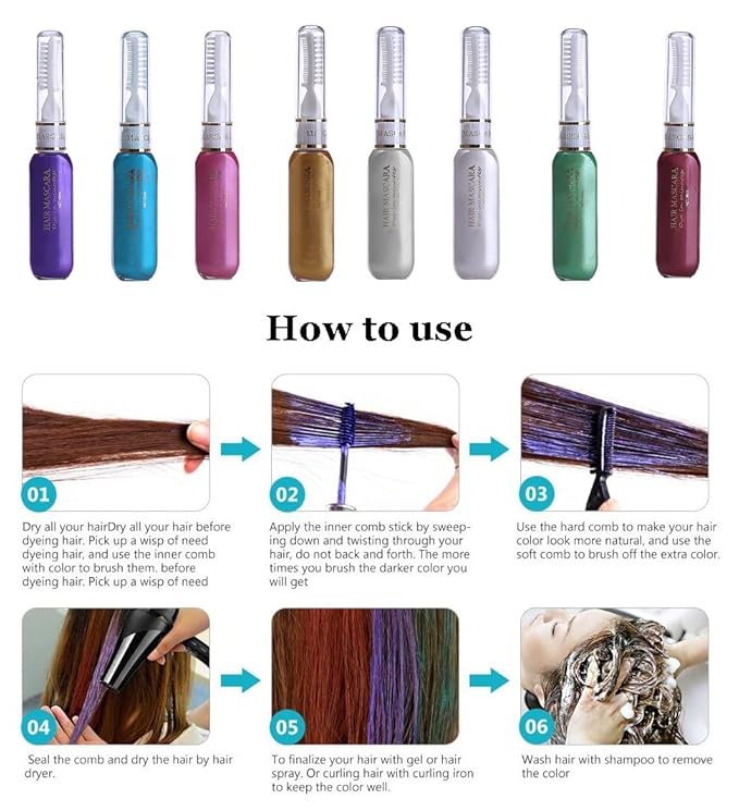 Temporary Hair Mascara Washable Temporary Hair Color Chalk Hair Dye Stick Non-toxic Instant Dye(Light Purple)