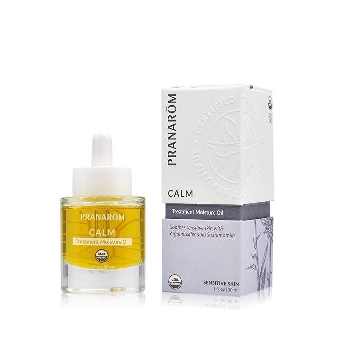 Pranarom - Calm Treatment Moisture Oil 30ml - Moisturizing Dry Sensitive Skin - Soothing - Organic Virgin Plant Oils, Organic Essential Oils