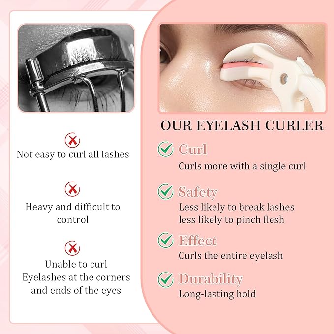 2 Style Eyelash Curlers, Plastic Eyelash Curler, Premium Cute Small Eye Lash Curler for No Pinching or Pulling Lash, Professional Makeup Tool for Eyelashes for Long Lasting (White)