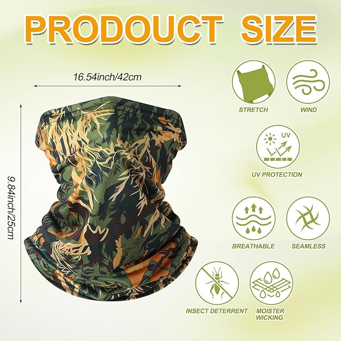 SATINIOR Summer Camo Neck Gaiter UV Protection Cooling Face Mask Sun Hood Bandanas for Men Women Sunscreen Breathable Bandana