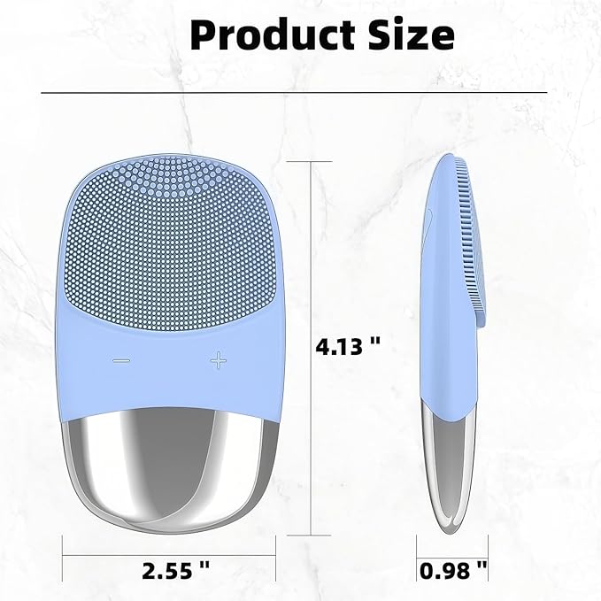 MEGAN Facial Cleansing Brush,USB Rechargeble Electric Silicone Face Scrubber,IPX7 Waterproof Sonic Facial Massager, 3 in 1 face Brush for Deep Cleanning, Blackhead Remover, Exfoliating.（Sky Blue）