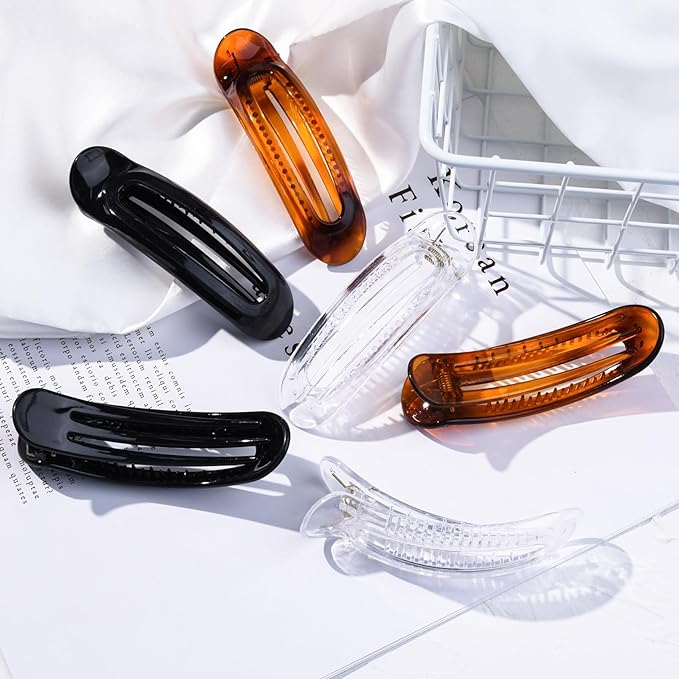 Aileam 6PCS Flat Claw Clip French Concord Hair Clip Barrette for women Thick Hair Clips Grip Yoga Hair Banana Barrettes for Styling Women Girls Thin Hair Accessories