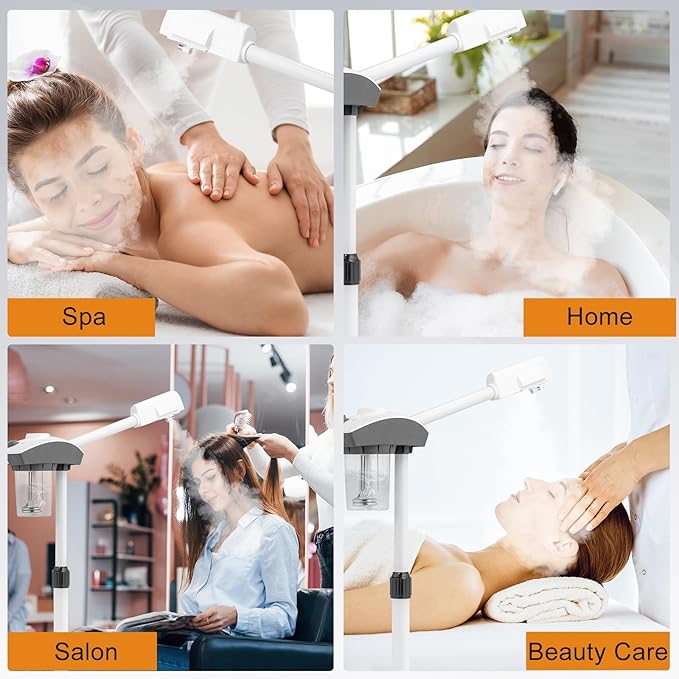 Professional Facial Steamer Machine, Beautician Steamer Facial Spa, Hot Ionic Mist Face Steamer for Home Beauty Salon, Personal Skin Care Deep Cleaning, White