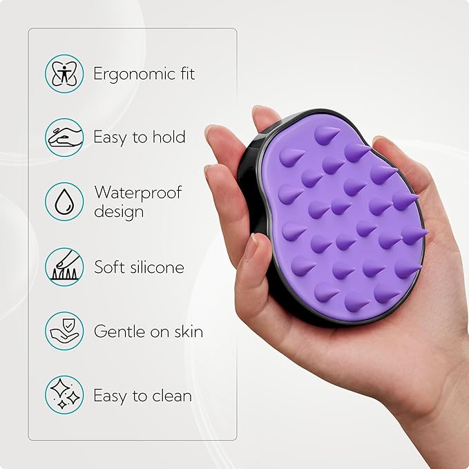 HEETA Hair Scalp Massager Shampoo Brush 2 Pack, Soft Silicone Bristles to Remove Dandruff, Waterproof Hair Scrubber for Both Wet Dry Use, Suitable for Men & Women (Green & Black)