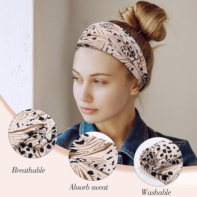 Leopard Print Headbands, 6Pcs Non-Slip Wide Hairband for Daily Wear Outdoor for Women Girls