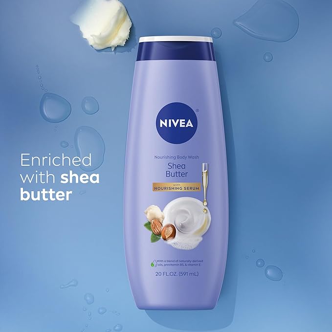 NIVEA Nourishing Body Wash Set with Botanical Blossom, Nourishing Care and Shea Butter Body Washes, Skin Care Set for Women with Provitamin B5 and Vitamin E, 20 Fl Oz Bottle, Pack of 3