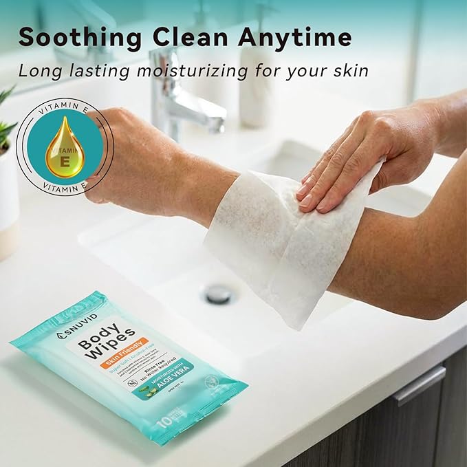 Extra Large Body Wipes for Adults Bathing No Rinse, Disposable Bath Cleansing Washcloths Ideal for Men, Women & Elderly - Soft & Gentle, 80 Count (Pack of 8)