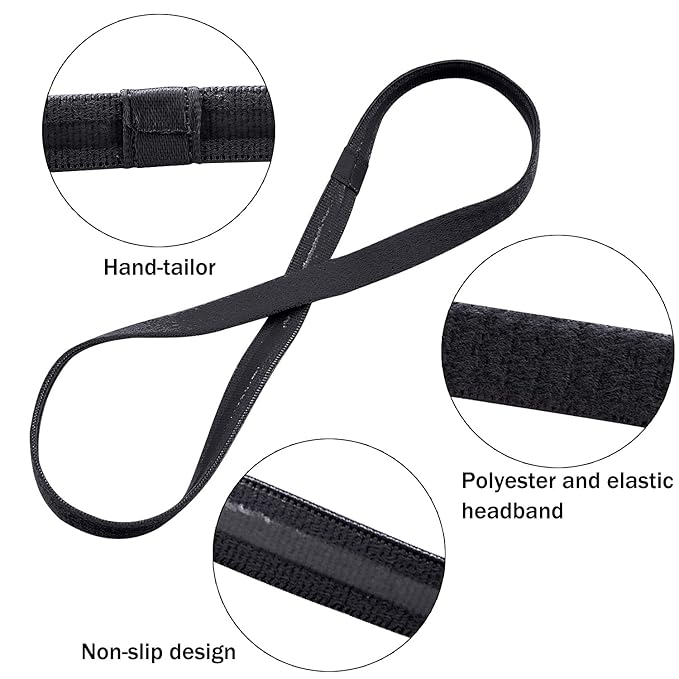Duufin 20 Pieces Elastic Headbands Non Slip Sport Headband Black Workout Headband Sweatband Fashion Yoga, Running Elastic Sports Headbands for Women, Men and Girls