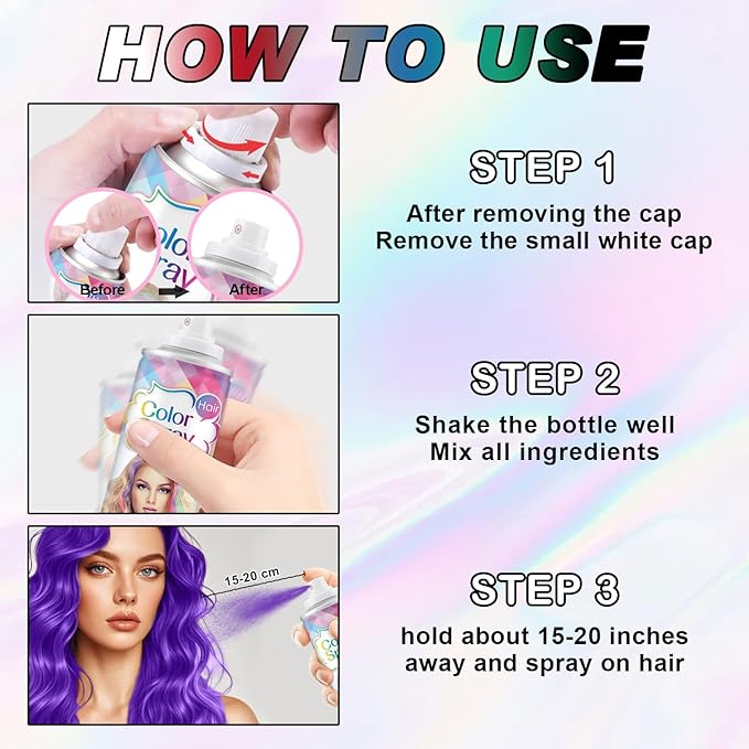 Temporary Hair Color Spray, Purple One-Time Use Hair Color Dye for Women and Kids, Disposable Natural Hair Dye-On 1-Day Washable for Cosplay Party DIY,Christmas Party, Halloween (Purple)