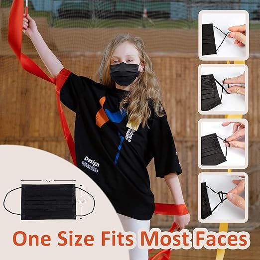 Borje Kids Masks 100 Pcs, Black Face Mask for Kids Boys Girls, Kids Disposable Face Masks