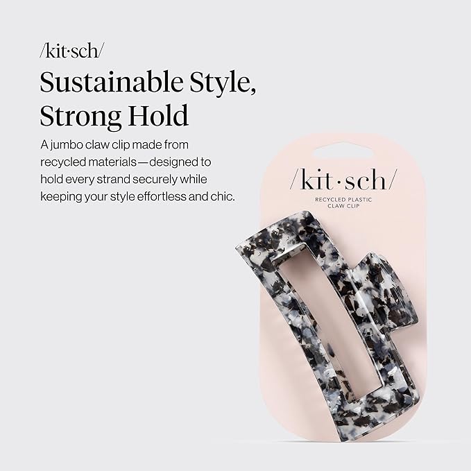 Kitsch Jumbo Hair Clip for Women – Recycled Plastic Hair Claw Clip - All-Day Strong Hold, Durable Non-Slip Grip for Thick & Thin Hair - Black, 1pc
